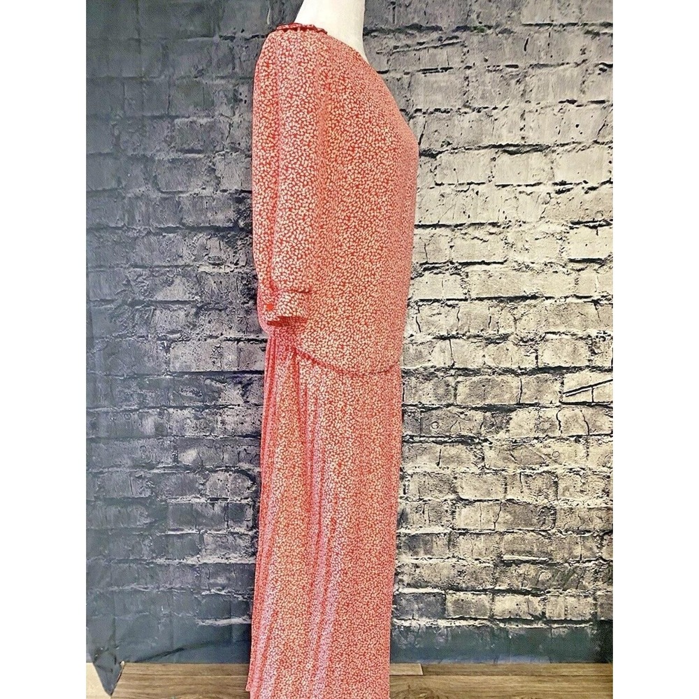 Vintage Breli Originals Dress Womens 10 Red Pleated Elastic Waist‎ Made USA 70s - Picture 8 of 12